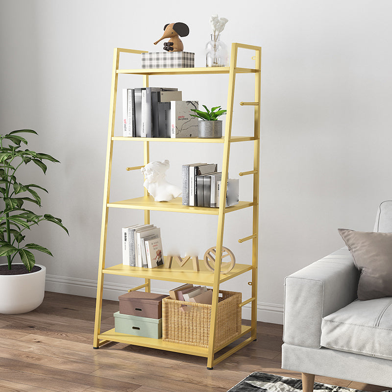 55.51"H Bookshelf Scandinavian Style Open Back Bookcase for Home Office 21.7"L x 14.2"W x 55.5"H Gold Clearhalo 'Bookcases' 'furn' 'furn_bookcases' 'Furniture' 'furniture_bookcases' 'Office Furniture' 4878774