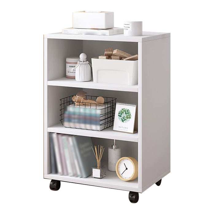 Scandinavian Bookcase Manufactured Wood Standard Bookshelf with Caster Wheels 18"L x 12"W x 27"H White Bookcases Clearhalo 'Bookcases' 'furn' 'furn_bookcases' 'Furniture' 'furniture_bookcases' 'Office Furniture' 4878783