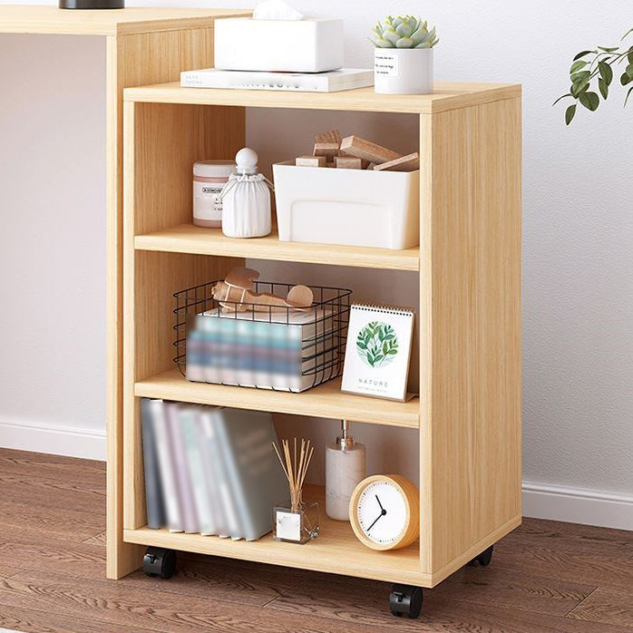 Scandinavian Bookcase Manufactured Wood Standard Bookshelf with Caster Wheels 18"L x 12"W x 27"H Natural Bookcases Clearhalo 'Bookcases' 'furn' 'furn_bookcases' 'Furniture' 'furniture_bookcases' 'Office Furniture' 4878789