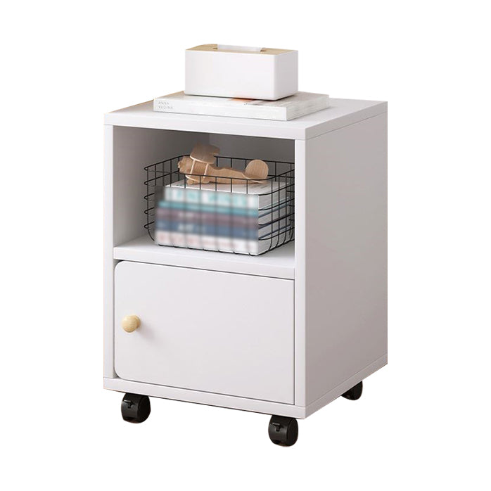 Scandinavian Bookcase Manufactured Wood Standard Bookshelf with Caster Wheels 12"L x 12"W x 19"H White Cabinets Clearhalo 'Bookcases' 'furn' 'furn_bookcases' 'Furniture' 'furniture_bookcases' 'Office Furniture' 4878790