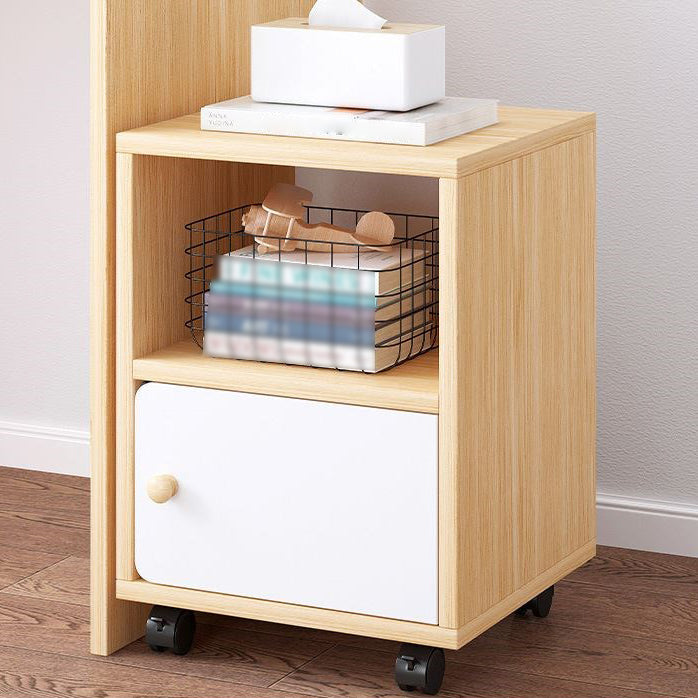 Scandinavian Bookcase Manufactured Wood Standard Bookshelf with Caster Wheels 12"L x 12"W x 19"H Natural Cabinets Clearhalo 'Bookcases' 'furn' 'furn_bookcases' 'Furniture' 'furniture_bookcases' 'Office Furniture' 4878796