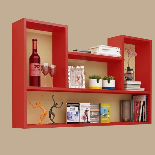 Wall Mounted Bookshelf Scandinavian Style Bookcase for Study Room and Office 35.4"L x 5.9"W x 23.6"H Red Clearhalo 'Bookcases' 'furn' 'furn_bookcases' 'Furniture' 'furniture_bookcases' 'Office Furniture' 4878823