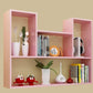 Wall Mounted Bookshelf Scandinavian Style Bookcase for Study Room and Office 35.4"L x 7.9"W x 29.5"H Pink Clearhalo 'Bookcases' 'furn' 'furn_bookcases' 'Furniture' 'furniture_bookcases' 'Office Furniture' 4878833