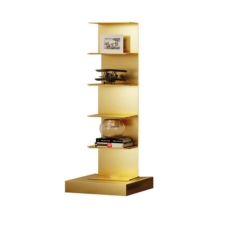 Glam Vertical Corner Bookshelf Iron Closed Back Bookcase for Home 13.8"L x 13.8"W x 36.2"H Gold Clearhalo 'Bookcases' 'furn' 'furn_bookcases' 'Furniture' 'furniture_bookcases' 'Office Furniture' 4878861