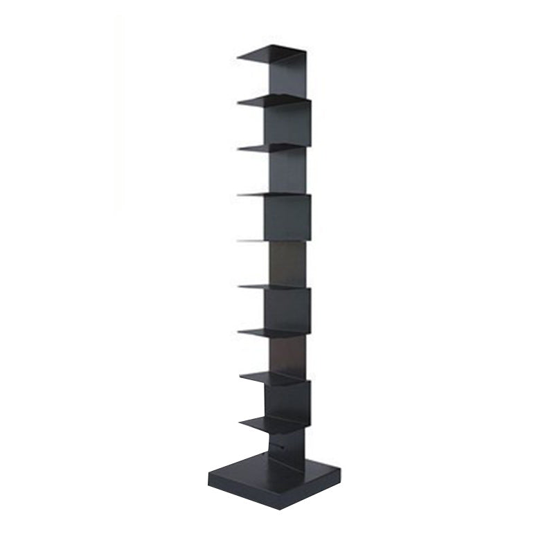 Glam Vertical Corner Bookshelf Iron Closed Back Bookcase for Home 13.8"L x 13.8"W x 63.4"H Black Clearhalo 'Bookcases' 'furn' 'furn_bookcases' 'Furniture' 'furniture_bookcases' 'Office Furniture' 4878877