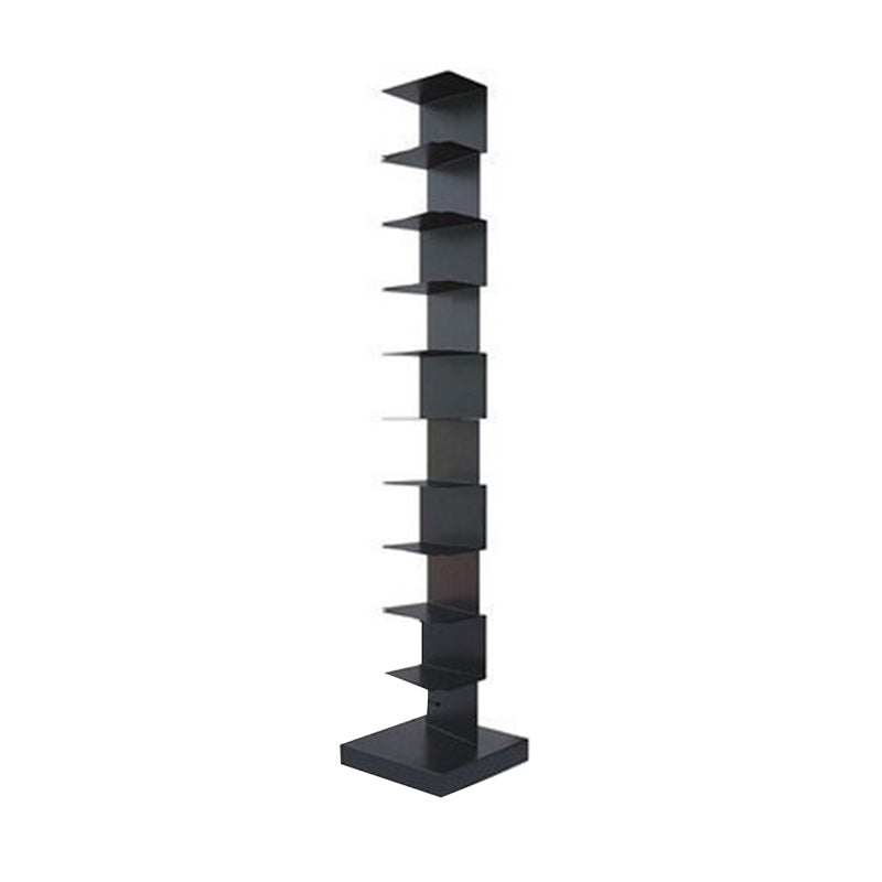 Glam Vertical Corner Bookshelf Iron Closed Back Bookcase for Home 13.8"L x 13.8"W x 70.1"H Black Clearhalo 'Bookcases' 'furn' 'furn_bookcases' 'Furniture' 'furniture_bookcases' 'Office Furniture' 4878879