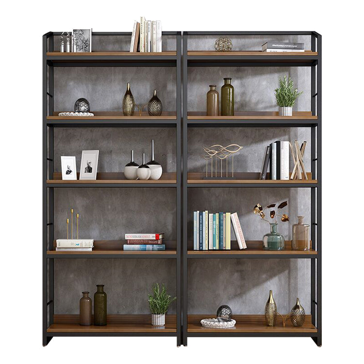 Industrial Style Bookshelf Open Back Solid Wood Bookcase for Home Office 63"L x 11.8"W x 74.8"H Shelves Clearhalo 'Bookcases' 'furn' 'furn_bookcases' 'Furniture' 'furniture_bookcases' 'Office Furniture' 4878889