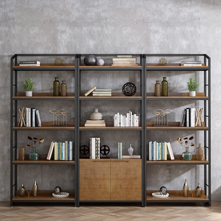 Industrial Style Bookshelf Open Back Solid Wood Bookcase for Home Office Clearhalo 'Bookcases' 'furn' 'furn_bookcases' 'Furniture' 'furniture_bookcases' 'Office Furniture' 4878890