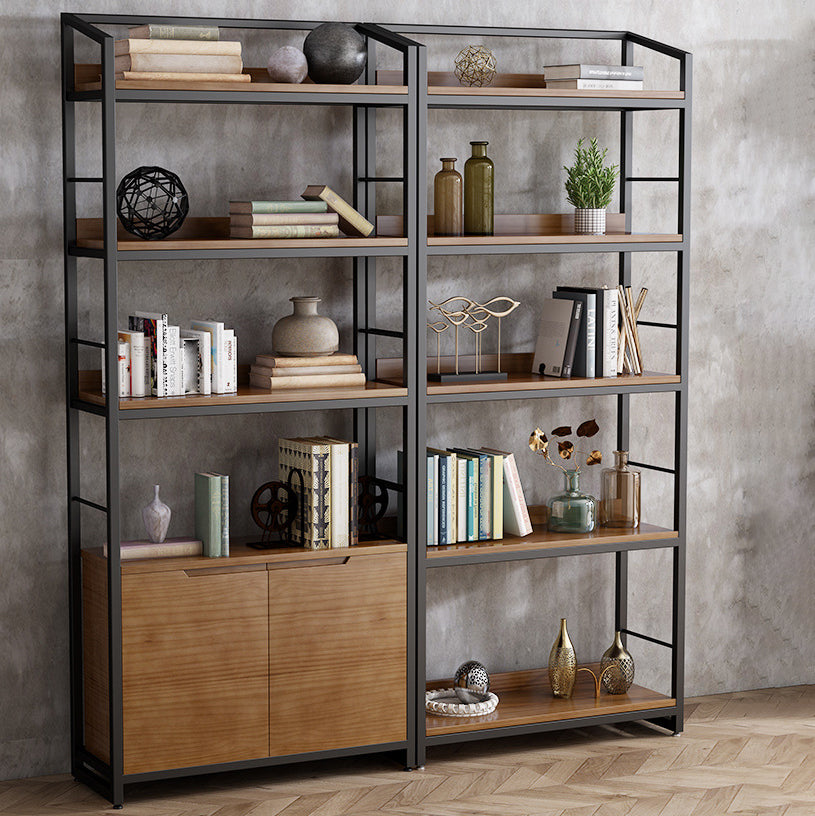 Industrial Style Bookshelf Open Back Solid Wood Bookcase for Home Office Clearhalo 'Bookcases' 'furn' 'furn_bookcases' 'Furniture' 'furniture_bookcases' 'Office Furniture' 4878893