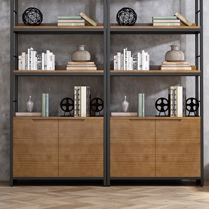 Industrial Style Bookshelf Open Back Solid Wood Bookcase for Home Office Clearhalo 'Bookcases' 'furn' 'furn_bookcases' 'Furniture' 'furniture_bookcases' 'Office Furniture' 4878896