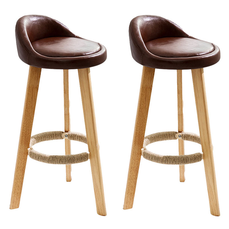 Scandinavian Matte Finish Upholstered Bar Stools Home Footrest Stool Brown 2 Piece Set Clearhalo 'Bar Furniture' 'Bar Stools' 'bar_stools' 'furn' 'furn_bar_stools' 'Furniture' 'furniture_bar_stools' 'Kitchen & Dining Furniture' 4879668
