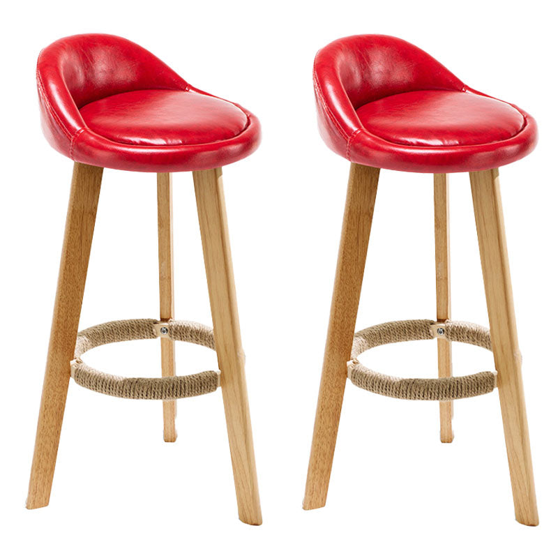 Scandinavian Matte Finish Upholstered Bar Stools Home Footrest Stool Red 2 Piece Set Clearhalo 'Bar Furniture' 'Bar Stools' 'bar_stools' 'furn' 'furn_bar_stools' 'Furniture' 'furniture_bar_stools' 'Kitchen & Dining Furniture' 4879670