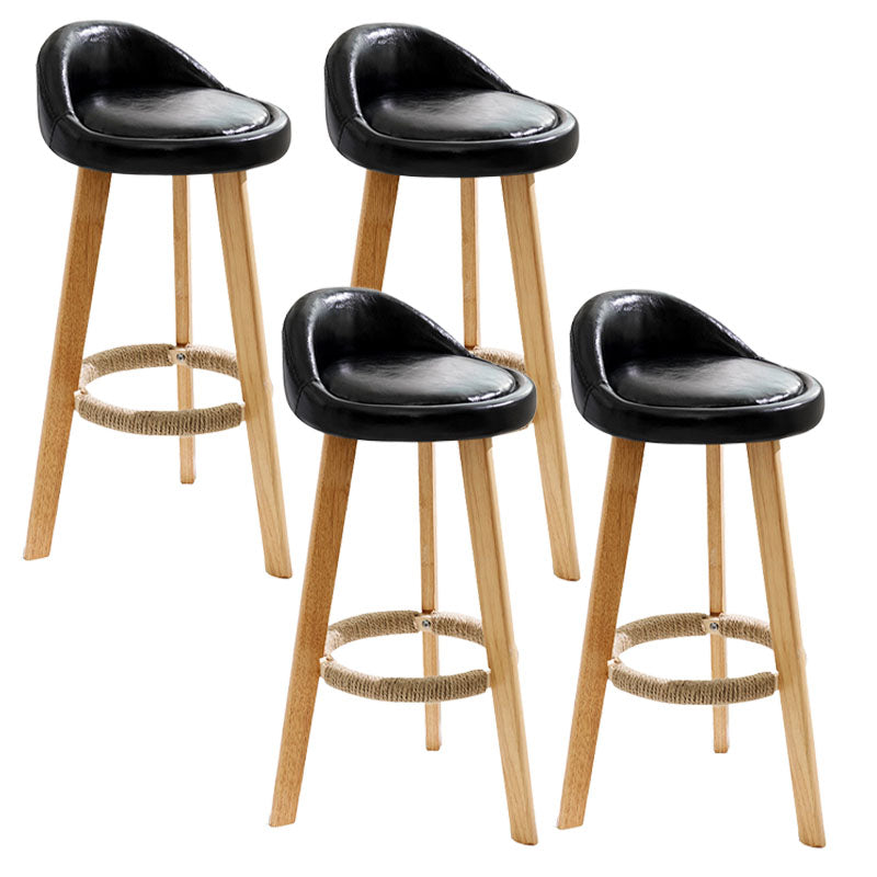 Scandinavian Matte Finish Upholstered Bar Stools Home Footrest Stool Black 4 Piece Set Clearhalo 'Bar Furniture' 'Bar Stools' 'bar_stools' 'furn' 'furn_bar_stools' 'Furniture' 'furniture_bar_stools' 'Kitchen & Dining Furniture' 4879676