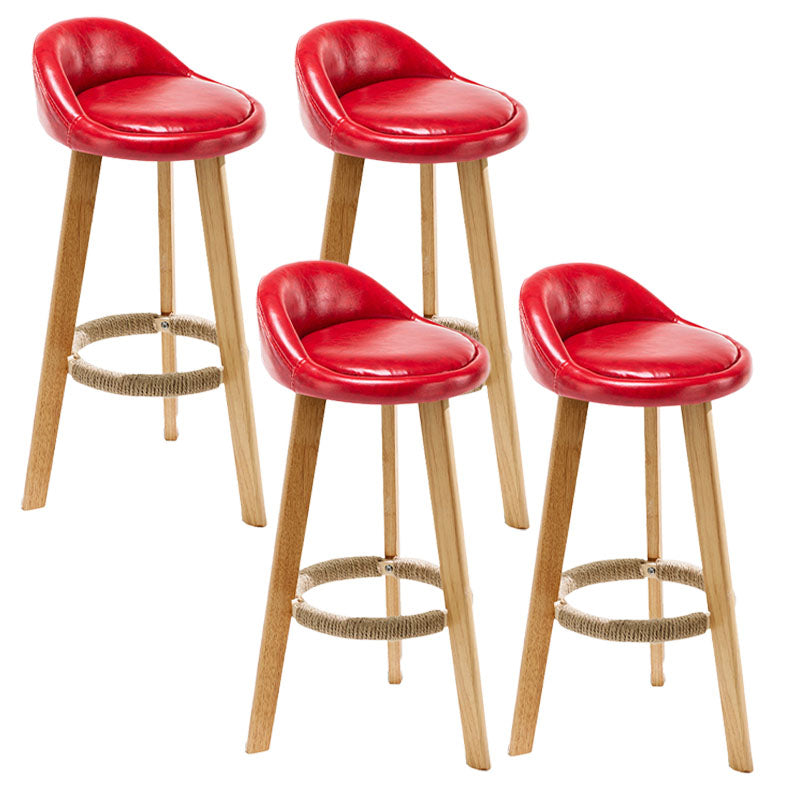 Scandinavian Matte Finish Upholstered Bar Stools Home Footrest Stool Red 4 Piece Set Clearhalo 'Bar Furniture' 'Bar Stools' 'bar_stools' 'furn' 'furn_bar_stools' 'Furniture' 'furniture_bar_stools' 'Kitchen & Dining Furniture' 4879681