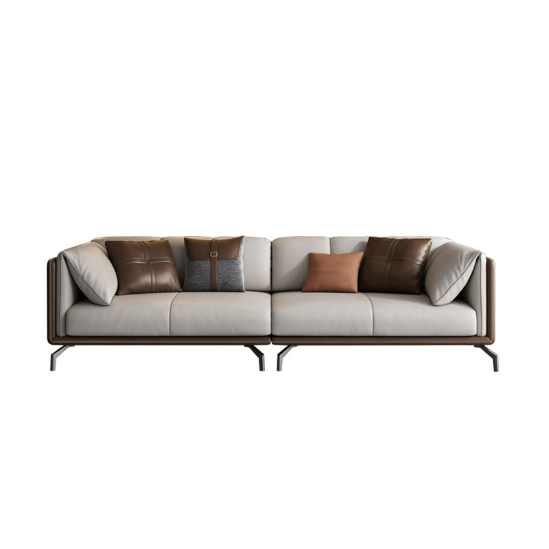 Transitional Genuine Leather Cushions Sofa 31.5"High Pillow Top Arm Couch Clearhalo 'furn' 'furn_sofas' 'Furniture' 'furniture_sofas' 'Living Room Furniture' 'Sofa' 'sofas' 4882578