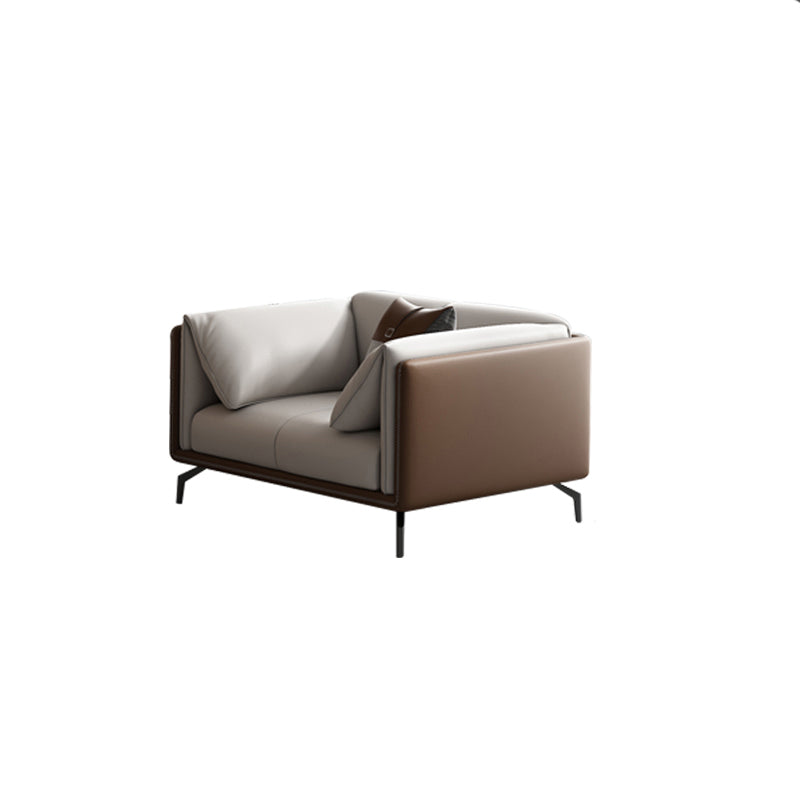 Transitional Genuine Leather Cushions Sofa 31.5"High Pillow Top Arm Couch 47"L x 39.5"W x 31.5"H Clearhalo 'furn' 'furn_sofas' 'Furniture' 'furniture_sofas' 'Living Room Furniture' 'Sofa' 'sofas' 4882580