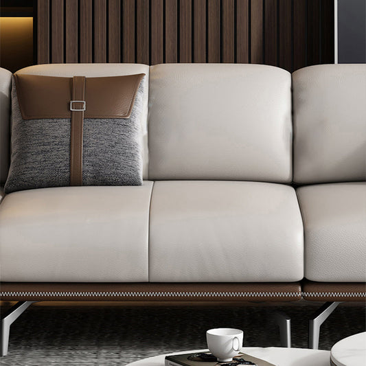 Transitional Genuine Leather Cushions Sofa 31.5"High Pillow Top Arm Couch Clearhalo 'furn' 'furn_sofas' 'Furniture' 'furniture_sofas' 'Living Room Furniture' 'Sofa' 'sofas' 4882582