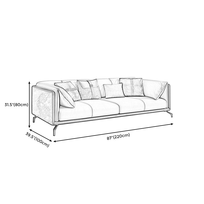 Transitional Genuine Leather Cushions Sofa 31.5"High Pillow Top Arm Couch Clearhalo 'furn' 'furn_sofas' 'Furniture' 'furniture_sofas' 'Living Room Furniture' 'Sofa' 'sofas' 4882587