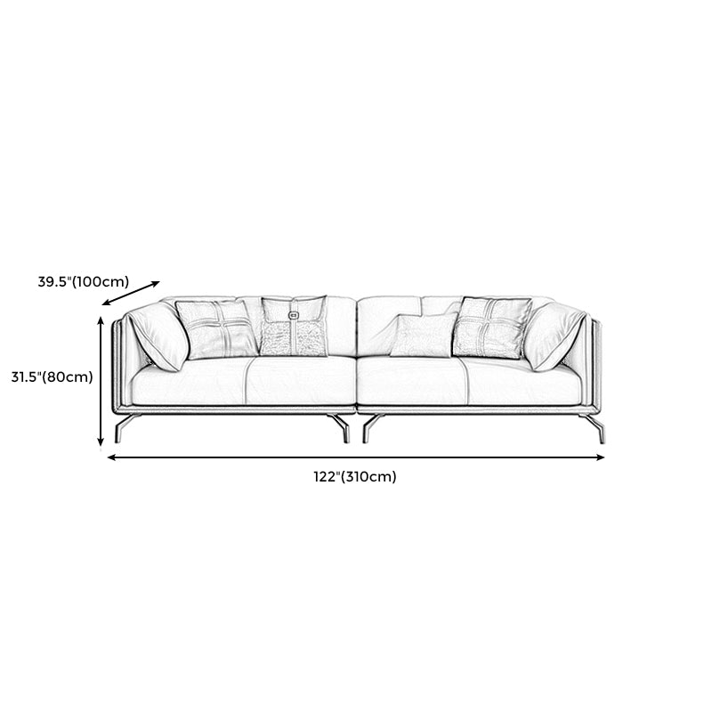 Transitional Genuine Leather Cushions Sofa 31.5"High Pillow Top Arm Couch Clearhalo 'furn' 'furn_sofas' 'Furniture' 'furniture_sofas' 'Living Room Furniture' 'Sofa' 'sofas' 4882590