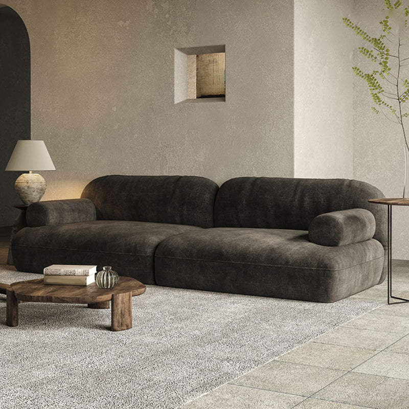 Modern Custom Sofa 39"W Loose Back Couch with Recessed Arm for Living Room 110.2"L x 39.4"W x 29.5"H Linen Clearhalo 'furn' 'furn_sofas' 'Furniture' 'furniture_sofas' 'Living Room Furniture' 'Sofa' 'sofas' 4882593