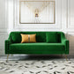 Mid-Century Modern 32.5"H Velvet Couch Sewn Pillow Back Sofa 77"L x 32"W x 31.5"H Green Clearhalo 'furn' 'furn_sofas' 'Furniture' 'furniture_sofas' 'Living Room Furniture' 'Sofa' 'sofas' 4882605
