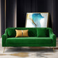 Mid-Century Modern 32.5"H Velvet Couch Sewn Pillow Back Sofa 58"L x 32"W x 31.5"H Green Clearhalo 'furn' 'furn_sofas' 'Furniture' 'furniture_sofas' 'Living Room Furniture' 'Sofa' 'sofas' 4882608
