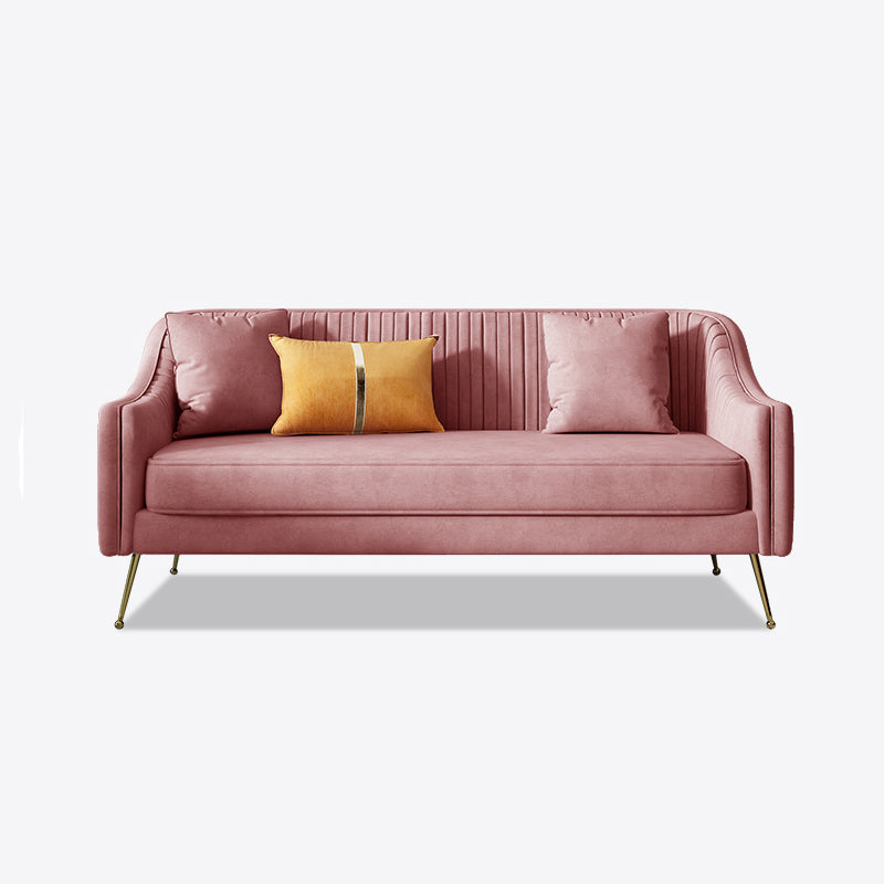 Mid-Century Modern 32.5"H Velvet Couch Sewn Pillow Back Sofa Rose Red Clearhalo 'furn' 'furn_sofas' 'Furniture' 'furniture_sofas' 'Living Room Furniture' 'Sofa' 'sofas' 4882612