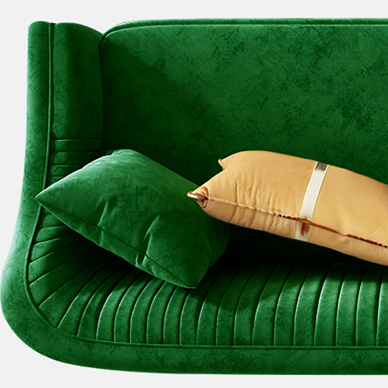 Mid-Century Modern 32.5"H Velvet Couch Sewn Pillow Back Sofa Clearhalo 'furn' 'furn_sofas' 'Furniture' 'furniture_sofas' 'Living Room Furniture' 'Sofa' 'sofas' 4882619