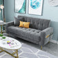 Mid-century Modern Velvet Square Arm Sofa 30.31" High Tufted Back Couch 47"L x 26"W x 30"H Grey Clearhalo 'furn' 'furn_sofas' 'Furniture' 'furniture_sofas' 'Living Room Furniture' 'Sofa' 'sofas' 4882629