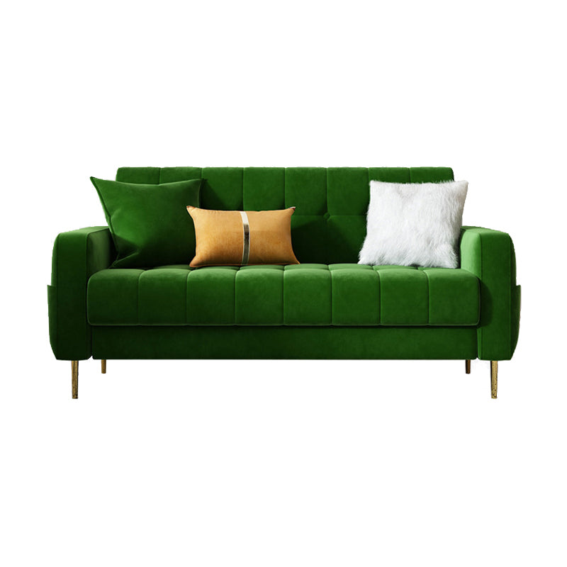Mid-century Modern Velvet Square Arm Sofa 30.31" High Tufted Back Couch Green Clearhalo 'furn' 'furn_sofas' 'Furniture' 'furniture_sofas' 'Living Room Furniture' 'Sofa' 'sofas' 4882632