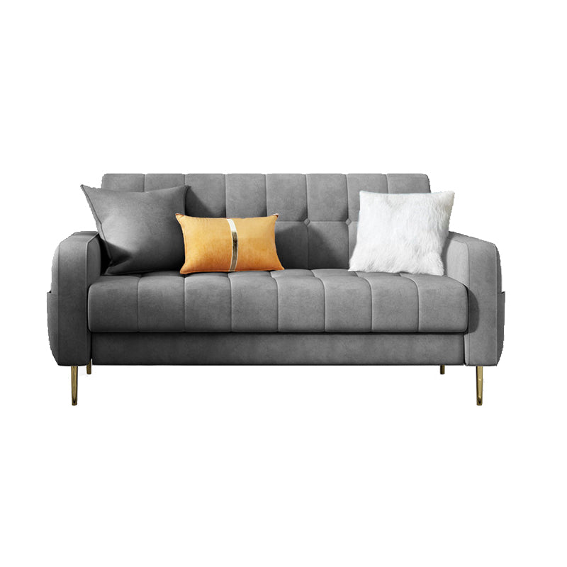 Mid-century Modern Velvet Square Arm Sofa 30.31" High Tufted Back Couch Grey Clearhalo 'furn' 'furn_sofas' 'Furniture' 'furniture_sofas' 'Living Room Furniture' 'Sofa' 'sofas' 4882633