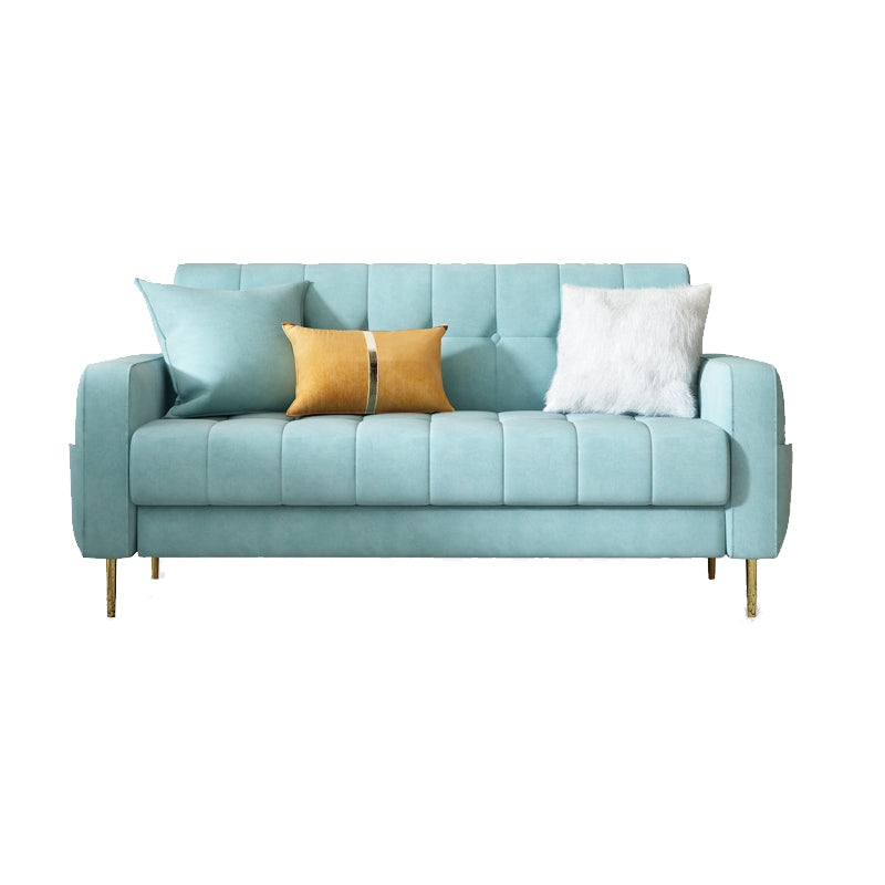 Mid-century Modern Velvet Square Arm Sofa 30.31" High Tufted Back Couch Blue Clearhalo 'furn' 'furn_sofas' 'Furniture' 'furniture_sofas' 'Living Room Furniture' 'Sofa' 'sofas' 4882635