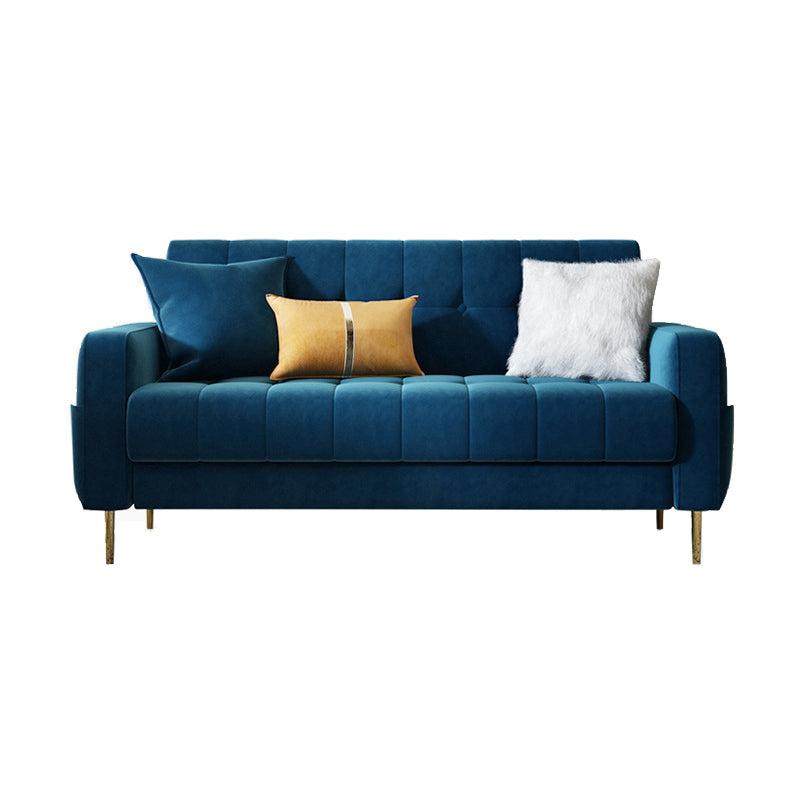 Mid-century Modern Velvet Square Arm Sofa 30.31" High Tufted Back Couch Dark Blue Clearhalo 'furn' 'furn_sofas' 'Furniture' 'furniture_sofas' 'Living Room Furniture' 'Sofa' 'sofas' 4882639