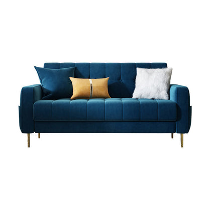 Mid-century Modern Velvet Square Arm Sofa 30.31" High Tufted Back Couch Dark Blue Clearhalo 'furn' 'furn_sofas' 'Furniture' 'furniture_sofas' 'Living Room Furniture' 'Sofa' 'sofas' 4882639