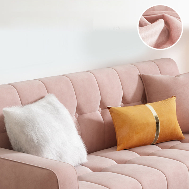 Mid-century Modern Velvet Square Arm Sofa 30.31" High Tufted Back Couch Clearhalo 'furn' 'furn_sofas' 'Furniture' 'furniture_sofas' 'Living Room Furniture' 'Sofa' 'sofas' 4882640