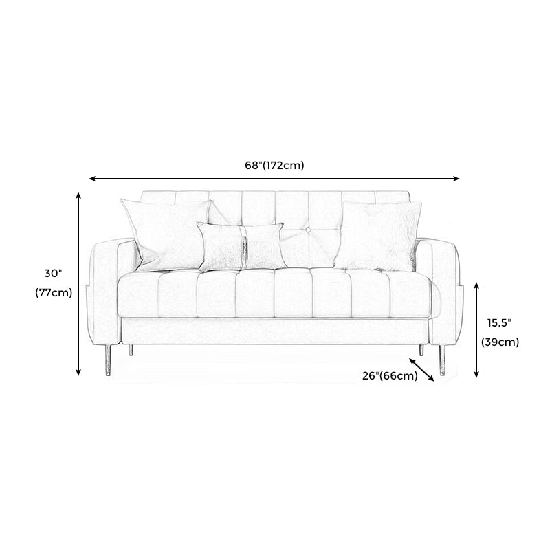 Mid-century Modern Velvet Square Arm Sofa 30.31" High Tufted Back Couch Clearhalo 'furn' 'furn_sofas' 'Furniture' 'furniture_sofas' 'Living Room Furniture' 'Sofa' 'sofas' 4882646