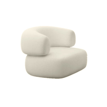 Scandinavian Tight Back Curved Sofa Wool Blend/Faux Leather White Couch 34"L x 33.5"W x 28"H Faux Leather Clearhalo 'furn' 'furn_sofas' 'Furniture' 'furniture_sofas' 'Living Room Furniture' 'Sofa' 'sofas' 4882649