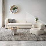 Scandinavian Tight Back Curved Sofa Wool Blend/Faux Leather White Couch Clearhalo 'furn' 'furn_sofas' 'Furniture' 'furniture_sofas' 'Living Room Furniture' 'Sofa' 'sofas' 4882650