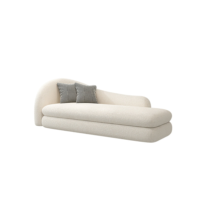 Scandinavian Tight Back Curved Sofa Wool Blend/Faux Leather White Couch 67"L x 31.5"W x 31"H Wool Clearhalo 'furn' 'furn_sofas' 'Furniture' 'furniture_sofas' 'Living Room Furniture' 'Sofa' 'sofas' 4882653