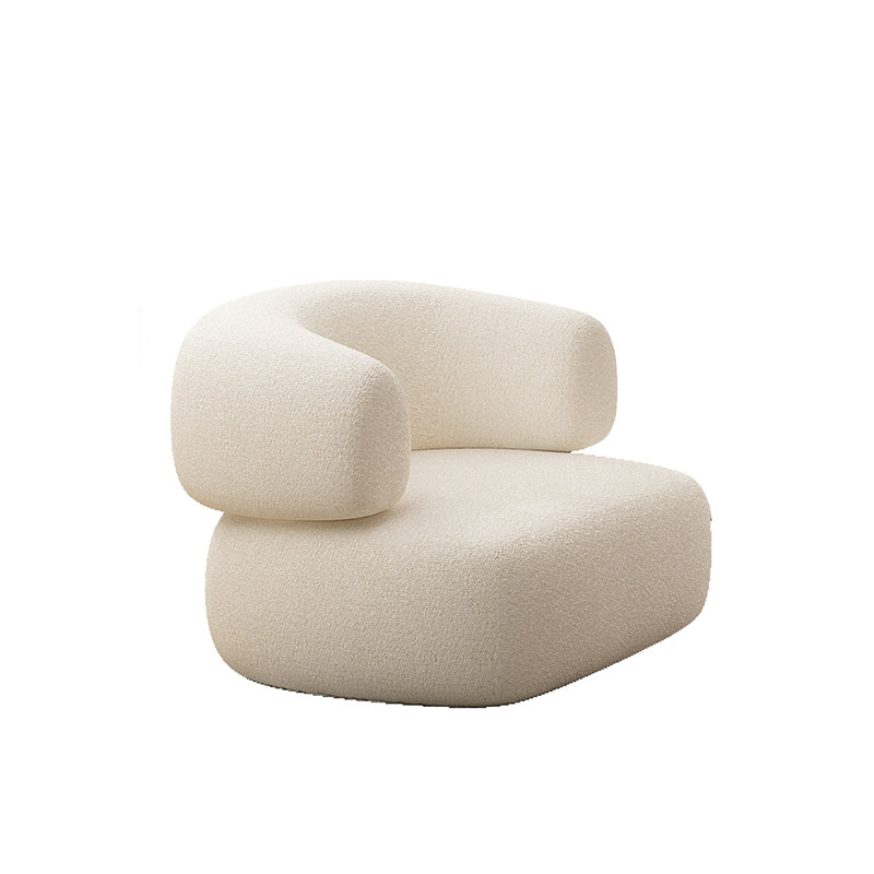 Scandinavian Tight Back Curved Sofa Wool Blend/Faux Leather White Couch Clearhalo 'furn' 'furn_sofas' 'Furniture' 'furniture_sofas' 'Living Room Furniture' 'Sofa' 'sofas' 4882655