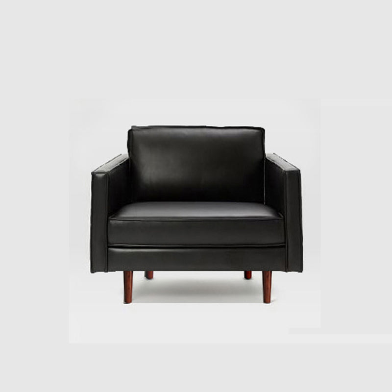 Faux Leather 85"High Square Arm Loose Back Standard Sofa with Pillows 34"L x 33.5"W x 33.5"H Black Clearhalo 'furn' 'furn_sofas' 'Furniture' 'furniture_sofas' 'Living Room Furniture' 'Sofa' 'sofas' 4882663