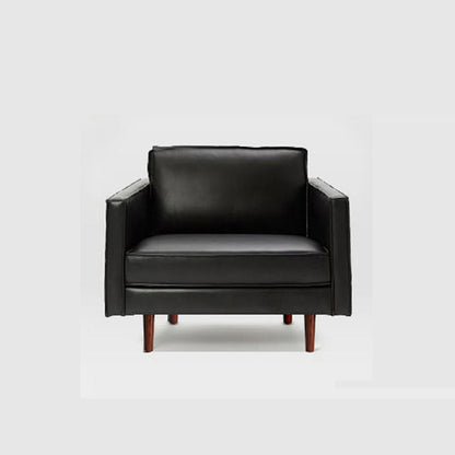 Faux Leather 85"High Square Arm Loose Back Standard Sofa with Pillows 34"L x 33.5"W x 33.5"H Black Clearhalo 'furn' 'furn_sofas' 'Furniture' 'furniture_sofas' 'Living Room Furniture' 'Sofa' 'sofas' 4882663