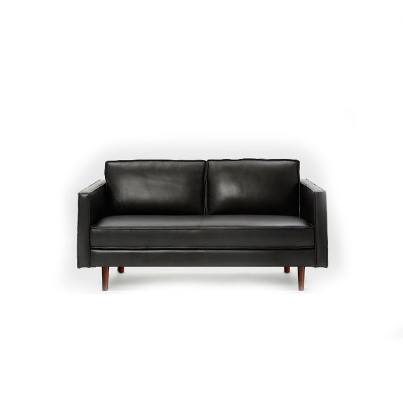 Faux Leather 85"High Square Arm Loose Back Standard Sofa with Pillows 59"L x 33"W x 33"H Black Clearhalo 'furn' 'furn_sofas' 'Furniture' 'furniture_sofas' 'Living Room Furniture' 'Sofa' 'sofas' 4882664