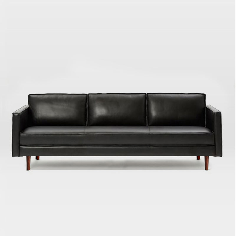 Faux Leather 85"High Square Arm Loose Back Standard Sofa with Pillows 75"L x 33"W x 33"H Black Clearhalo 'furn' 'furn_sofas' 'Furniture' 'furniture_sofas' 'Living Room Furniture' 'Sofa' 'sofas' 4882669