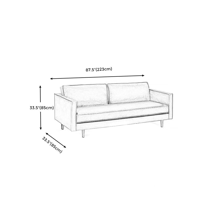Faux Leather 85"High Square Arm Loose Back Standard Sofa with Pillows Clearhalo 'furn' 'furn_sofas' 'Furniture' 'furniture_sofas' 'Living Room Furniture' 'Sofa' 'sofas' 4882684