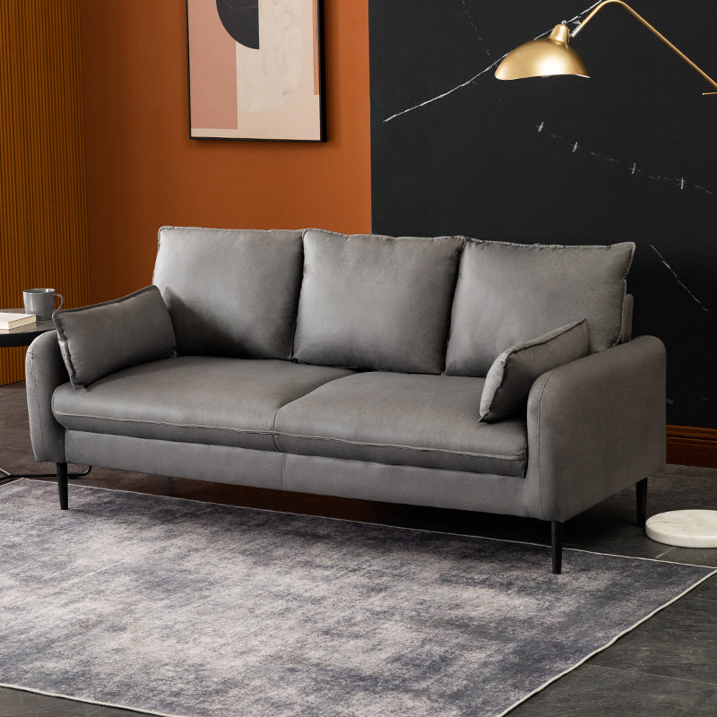 Contemporary Pillow Back Couch Square Arm Leather Sofa for Living Room 79"L x 29.5"W x 31"H Grey Clearhalo 'furn' 'furn_sofas' 'Furniture' 'furniture_sofas' 'Living Room Furniture' 'Sofa' 'sofas' 4882688