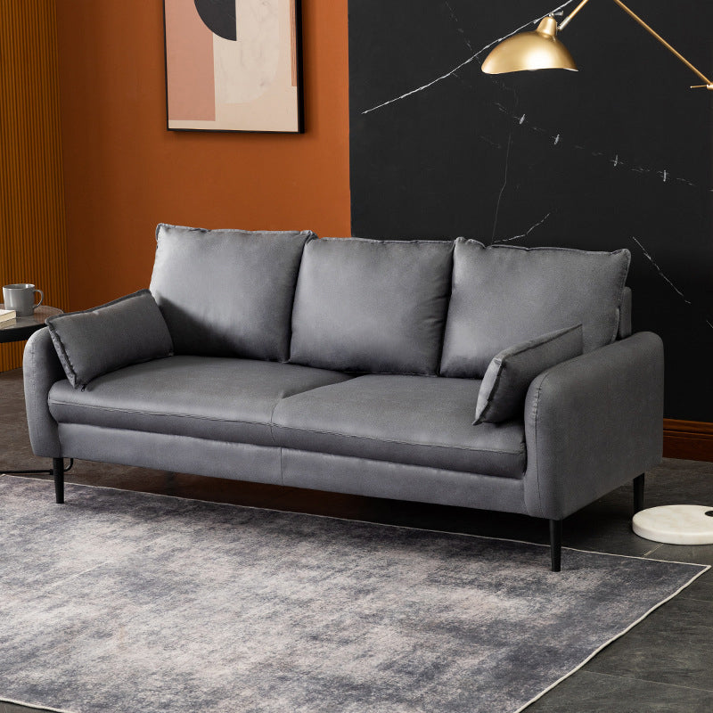 Contemporary Pillow Back Couch Square Arm Leather Sofa for Living Room 67"L x 29.5"W x 31"H Blue Clearhalo 'furn' 'furn_sofas' 'Furniture' 'furniture_sofas' 'Living Room Furniture' 'Sofa' 'sofas' 4882690