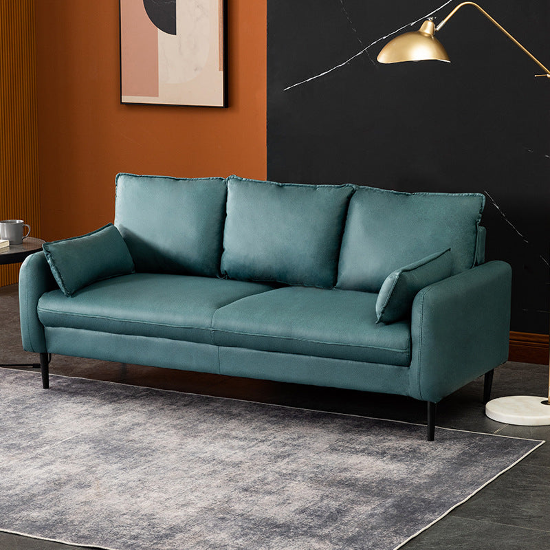 Contemporary Pillow Back Couch Square Arm Leather Sofa for Living Room Green Clearhalo 'furn' 'furn_sofas' 'Furniture' 'furniture_sofas' 'Living Room Furniture' 'Sofa' 'sofas' 4882692