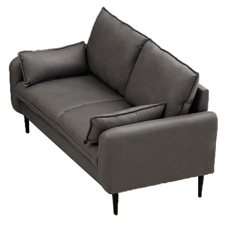 Contemporary Pillow Back Couch Square Arm Leather Sofa for Living Room 47"L x 29.5"W x 31"H Grey Clearhalo 'furn' 'furn_sofas' 'Furniture' 'furniture_sofas' 'Living Room Furniture' 'Sofa' 'sofas' 4882696