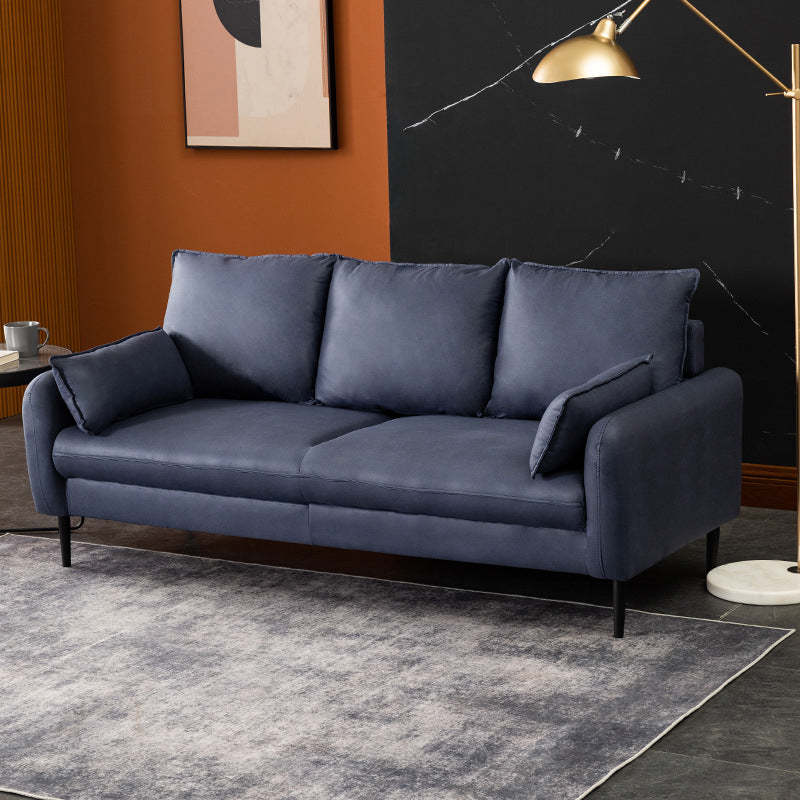 Contemporary Pillow Back Couch Square Arm Leather Sofa for Living Room Dark Blue-Gray Clearhalo 'furn' 'furn_sofas' 'Furniture' 'furniture_sofas' 'Living Room Furniture' 'Sofa' 'sofas' 4882698